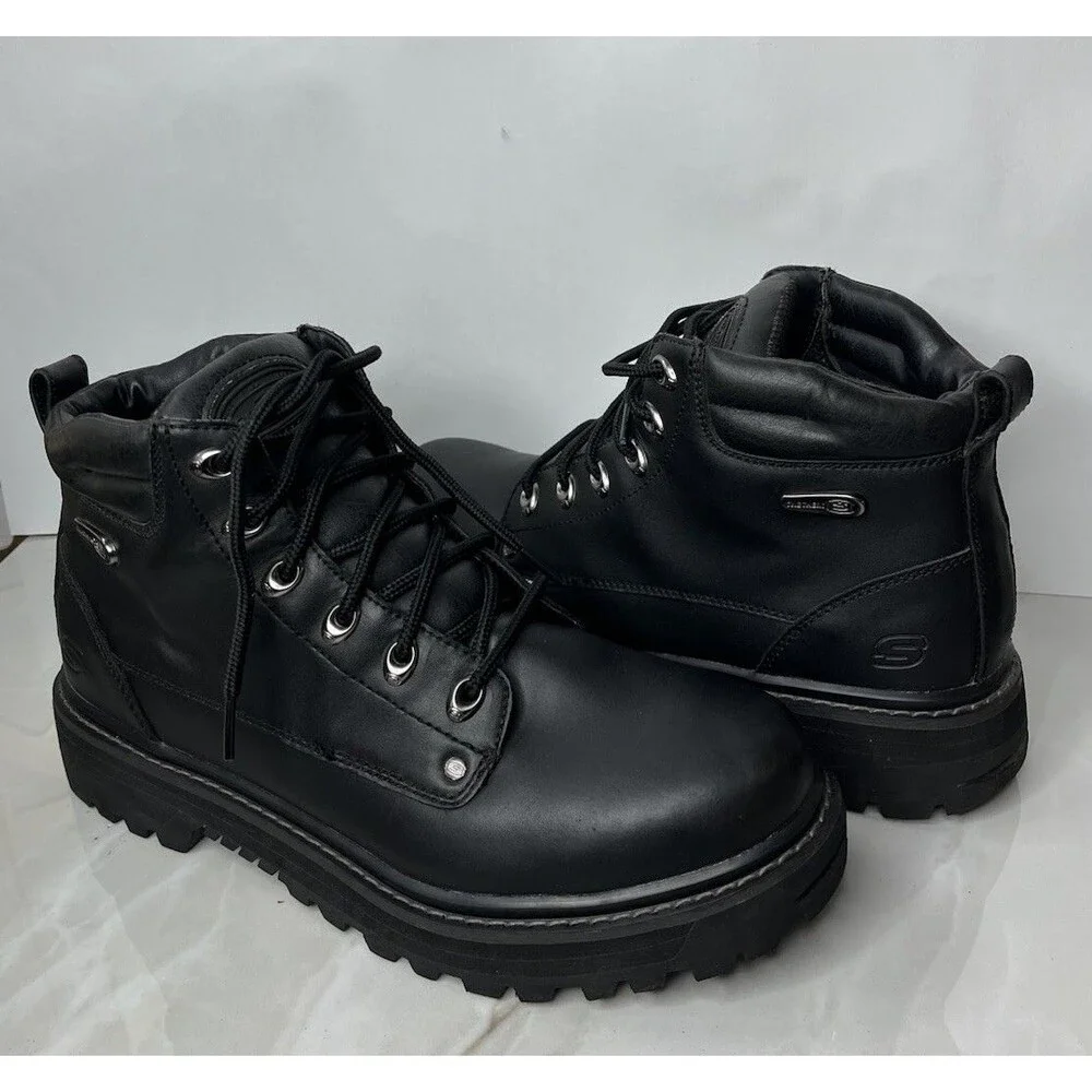 Skechers Utility BLACK Leather Work Boots Men Sz 11 4473